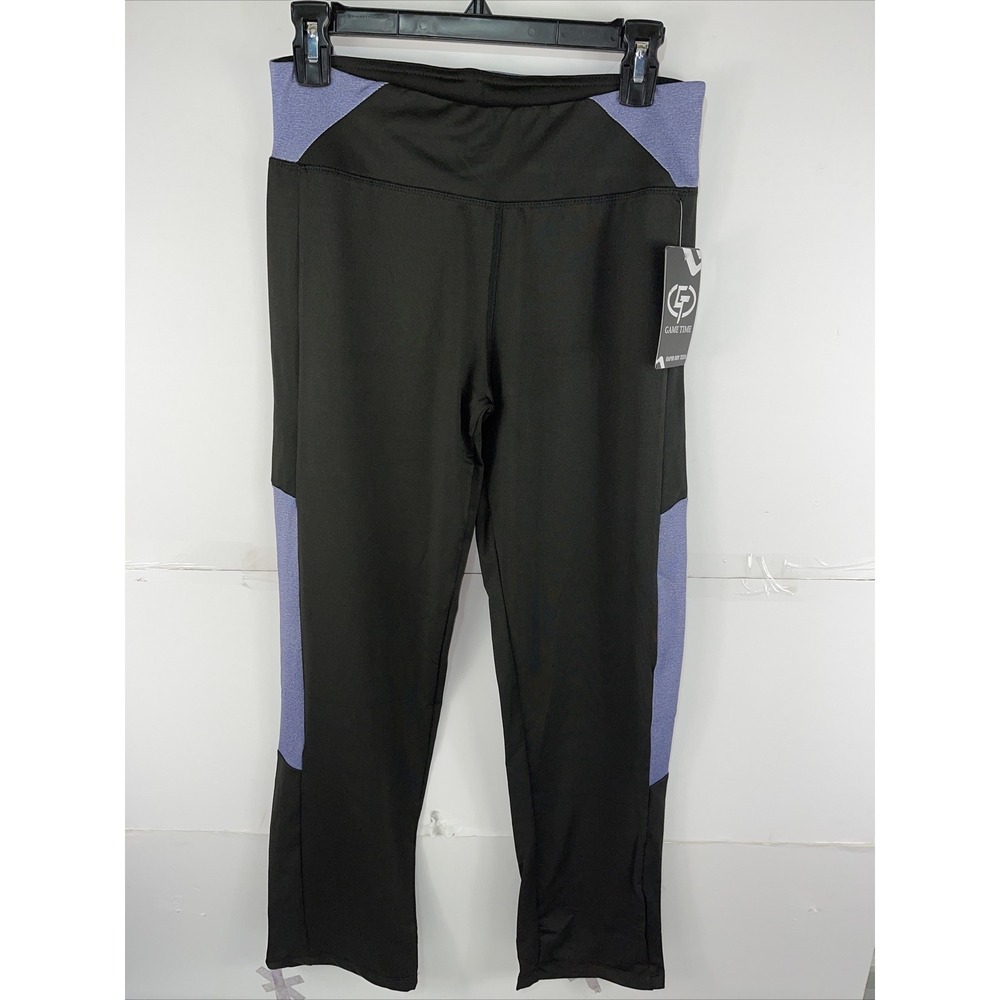 Game Time Lot 2 Womens Purple/Grey Leggings Rapid Dry Tech Odor Guard Medium